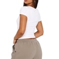 thumbnail image 5 of Liacowi Women Cropped T Shirts for Women Summer Basic Tight Rib Short Sleeve Slim Fitted Tees, 5 of 6