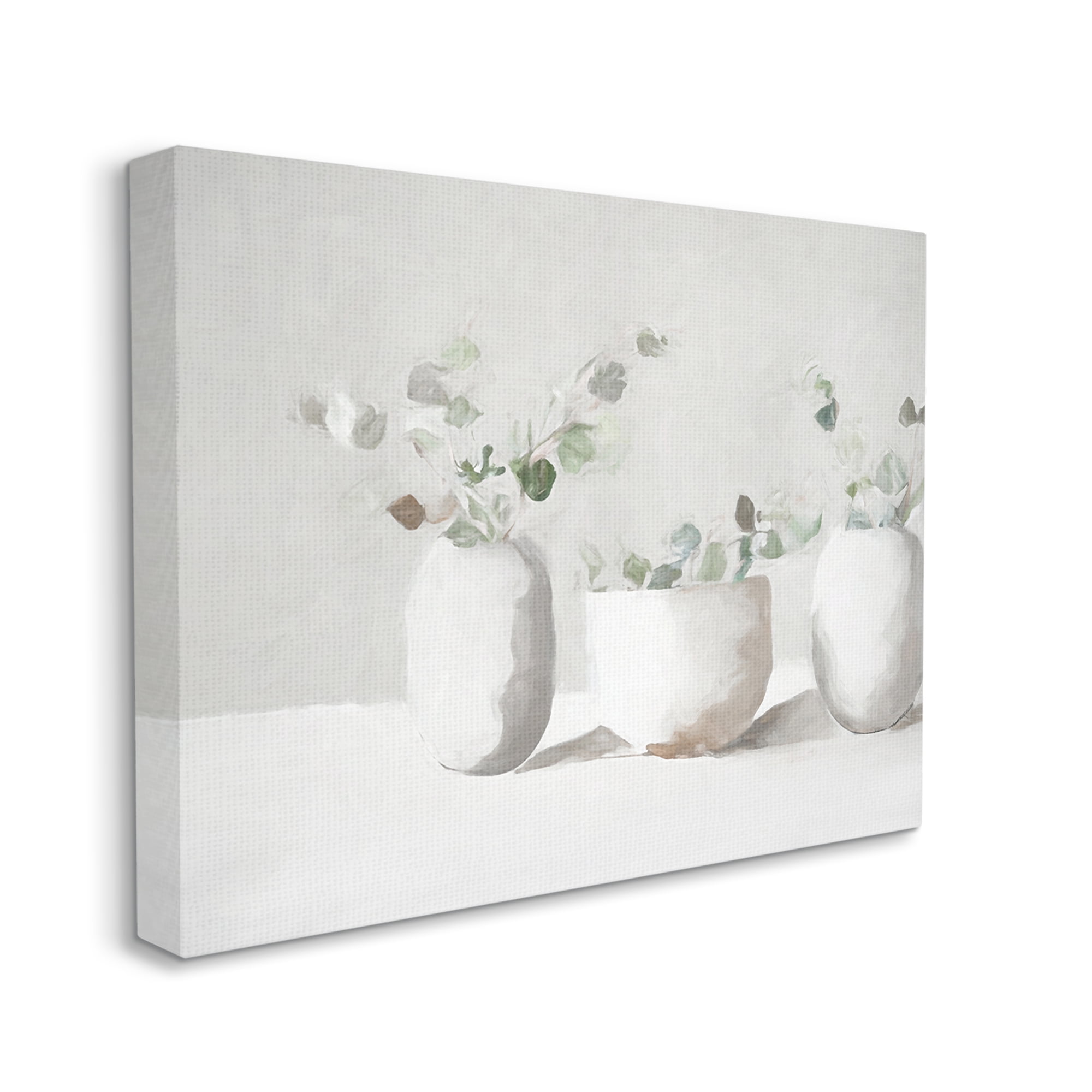 Stupell Industries Subtle White Eucalyptus Botanical & Floral Painting Gallery Wrapped Canvas Art Print Wall Art, 40 x 30