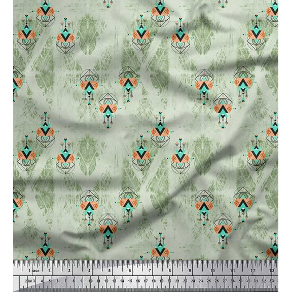Soimoi Green Cotton Voile Fabric Tribal African Fabric Prints By Yard 42 Inch Wide