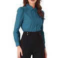 thumbnail image 4 of INSPIRE CHIC Leotard Shirt for Women's Collared Business Casual Button Down Long Sleeves Bodysuit Top S Lake Blue, 4 of 6