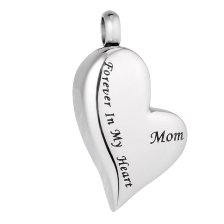 Tnarru Mom Forever In My Heart Cremation Jewelry Ash Urn Pendant Necklace Memorial Keepsake Gift Silver