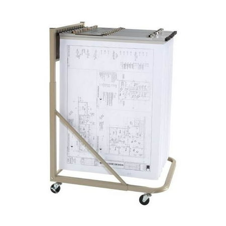 - Brookside Design MRWH - Mobile Rack - Plan rack - mobile - heavy gauge steel - silver, sand beige