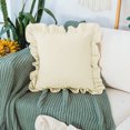 thumbnail image 2 of Grace Linen Microfiber Ruffle Pillow Shams Set of 2, 26X26 - Smooth Soft & Breathable - Decorative Pillowcases 26X26 - Ivory, 2 of 7