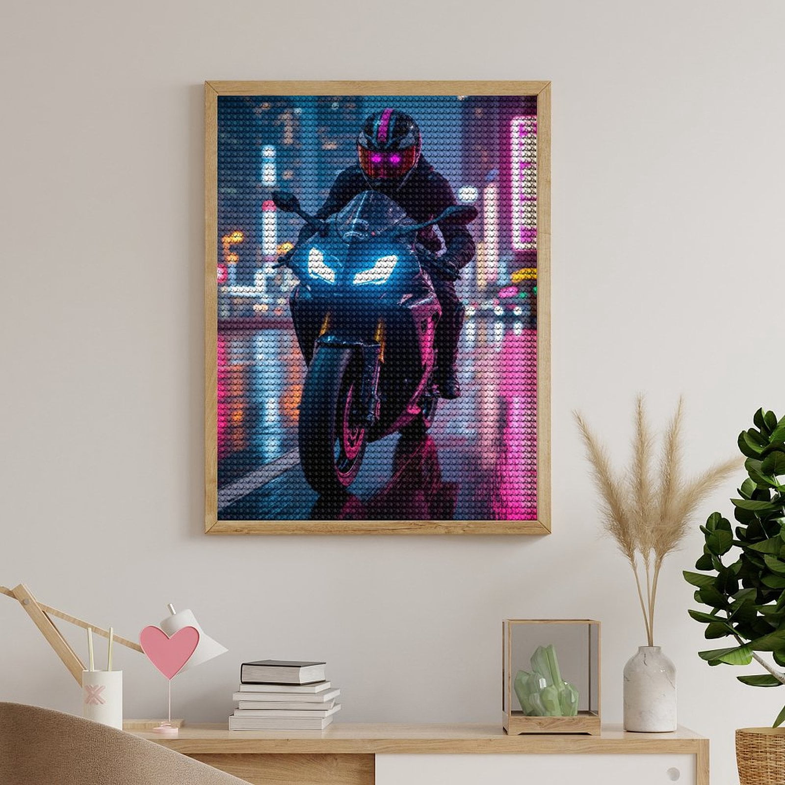 Diamond Art Kits for Adults, Night Rider Neon Streets 5D Diamond Painting Kits for Adults Beginners, DIY Full Drill Diamond Painting, Gem Art and Crafts 12x16