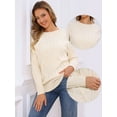 thumbnail image 2 of DARING DIVA Crewneck Fall Chunky Cable Knit Pullover Sweater XS Beige, 2 of 6
