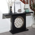 thumbnail image 4 of VELOVE Modern Black Console Table with Gold Accent - Luxury Entryway Sofa Table with Circular Metal Art Decor for Living Room, Hallway, 4 of 14