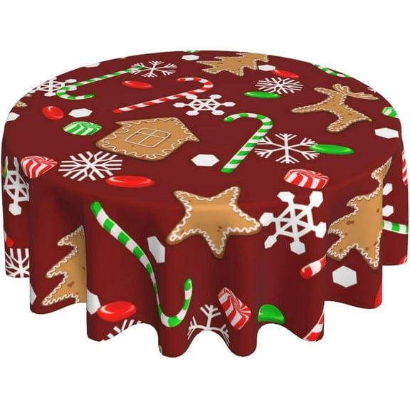 Merry Christmas Round Tablecloth 60 Inch Winter Snowflake Decorative Round Table Cloth for Home Kitchen Dining Room Patio Outdoor Picnic Party