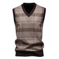 thumbnail image 2 of SAATLERI Mens Sweater Vest Casual Lined Plaid Vest V-Neck Sleeveless Pullover Knitwear Fleece Vests Loose Fit Fall Winter Tops, 2 of 4