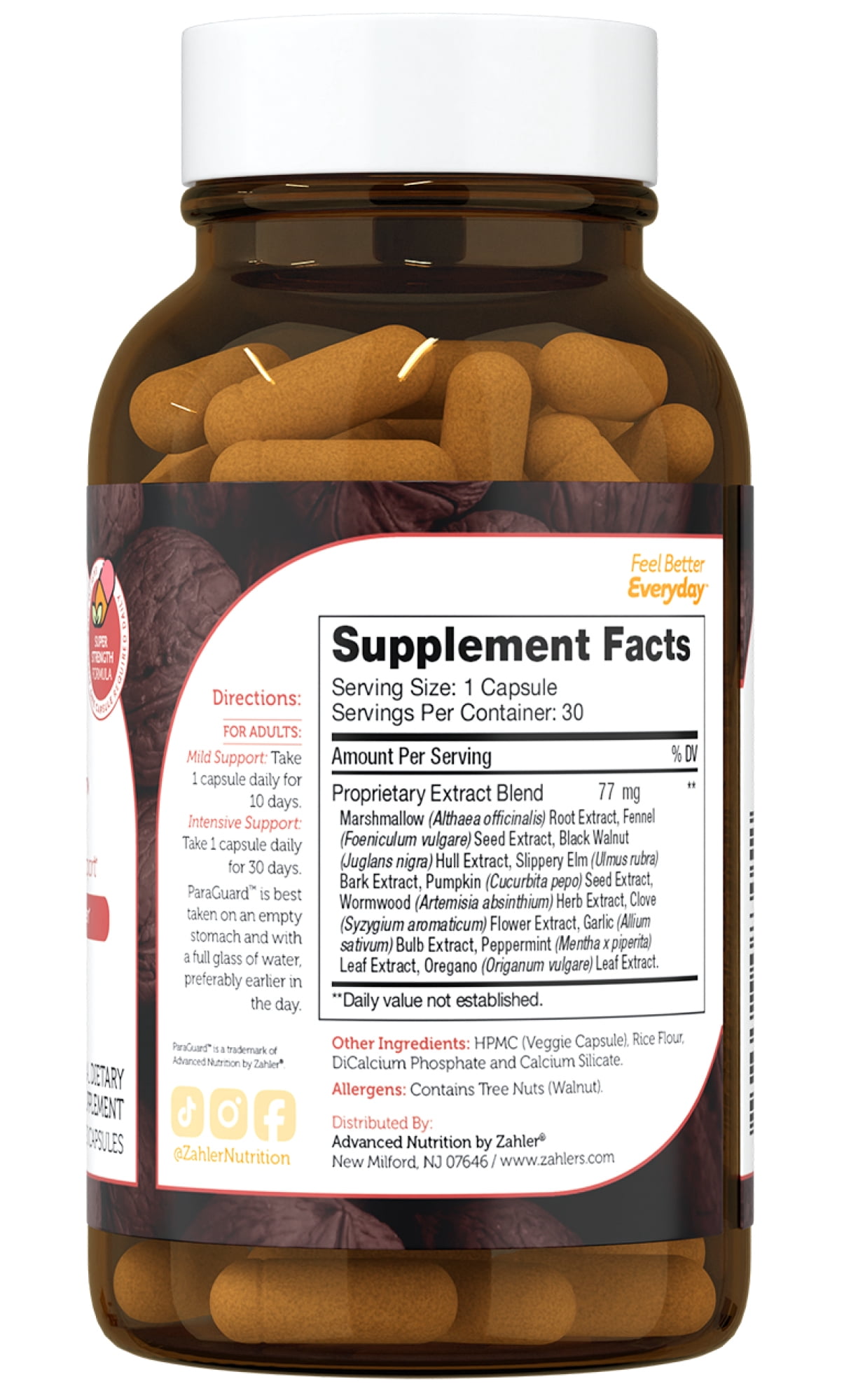 Zahler ParaGuard Capsules, 30 Count, Gut Health Supplement & Digestive Support with Wormwood, Garlic, Pumpkin Seed, Clove