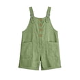 thumbnail image 2 of Purcolt Short Overalls for Women Summer Casual Square Neck Adjustable Strap Button Down Baggy Bib Jumpsuit Comfort Loose Fit Wide Leg Romper With Pockets, 2 of 6