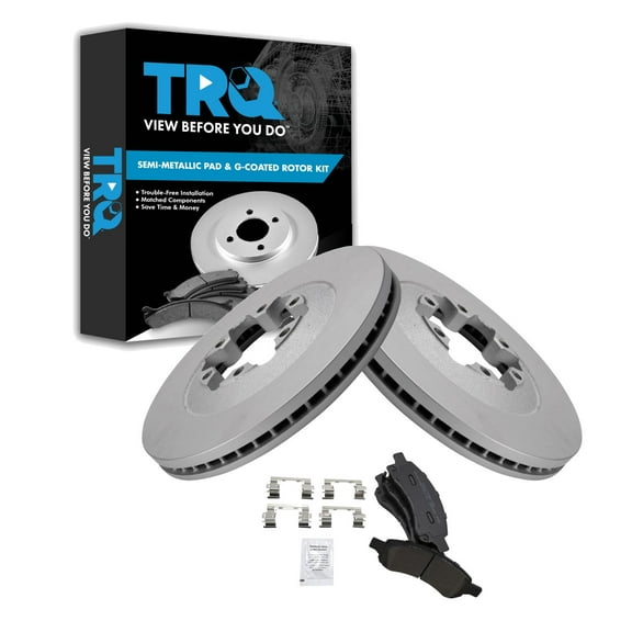 TRQ Front Brake Pad & Rotor Kit Brake Pads Brake Rotor Semi-Metallic Premium G-Coated Fits Select 2009-2012 Chevrolet Colorado GMC Canyon