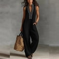 thumbnail image 2 of LEKODE Womens Jumpsuit Linen Cotton Jumpsuits Flowy Jumpsuits for Women Plus Size Jumpsuits Y2k Baggy Jumpsuit Button Down Jumpsuits with Pockets Womens Summer Outfits Black S, 2 of 6