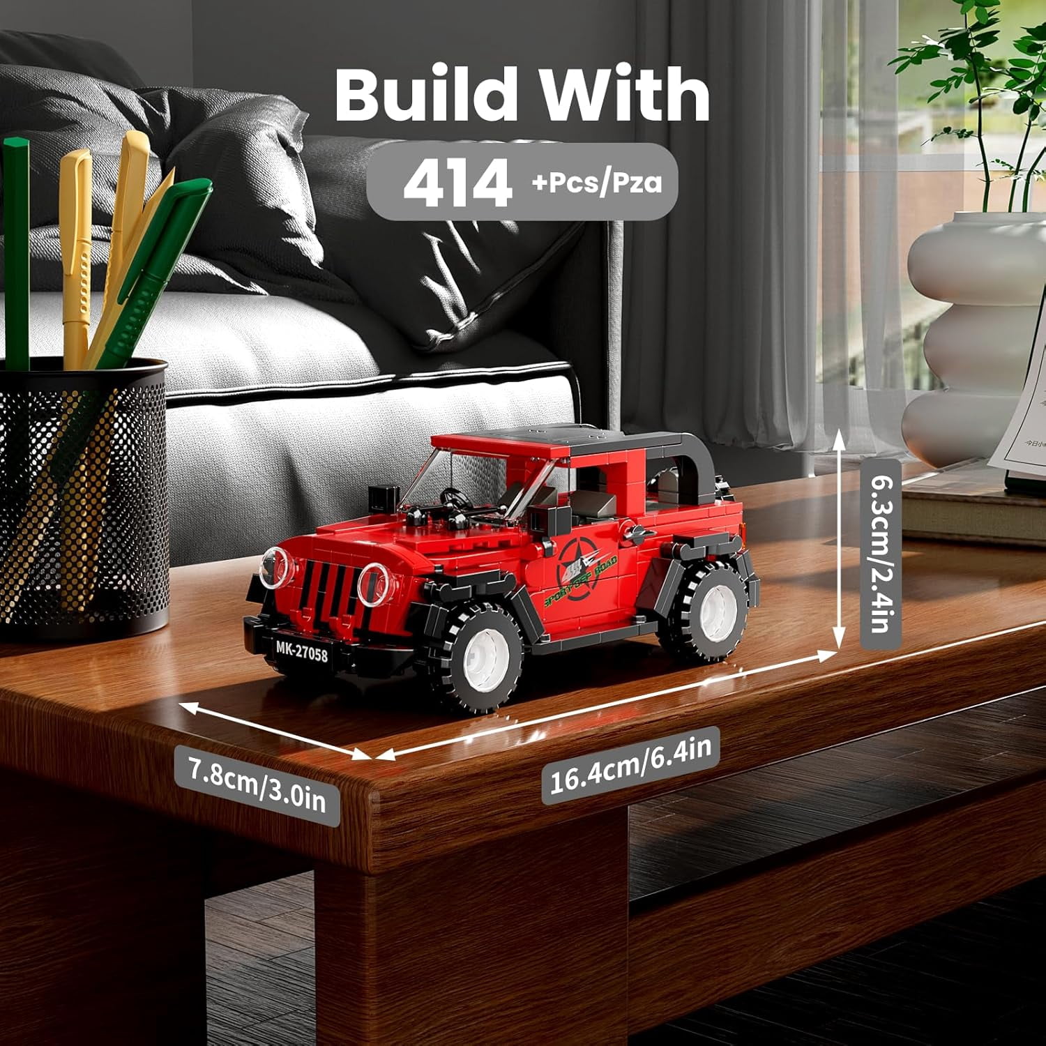 Speed Champion Pickup Building Toys with Display Case, 27058 Model Car Kits Building Blocks, Race Car Building Kit, Small Truck Building Kits for Adults (414PCS)