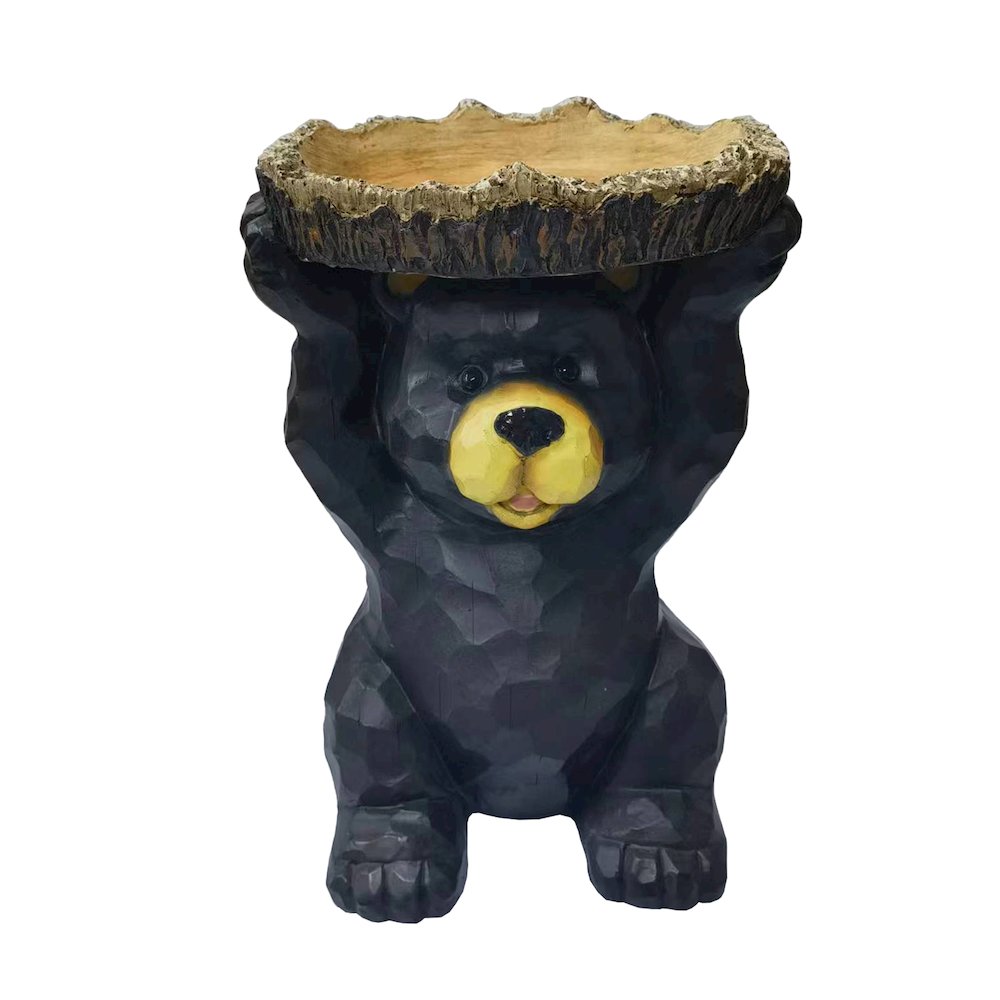 Hi-Line Gift Ltd 75619-S Sitting Bear Holding Bird Bath Garden Decor