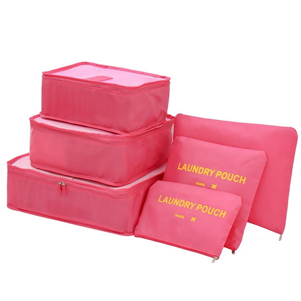 Bolsas de almacenamiento de viaje Paquetes de ropa Bolsas de compresión de equipaje Maleta organizadora de lavandería, Rosa roja 6 piezas Methold LF0127-08B