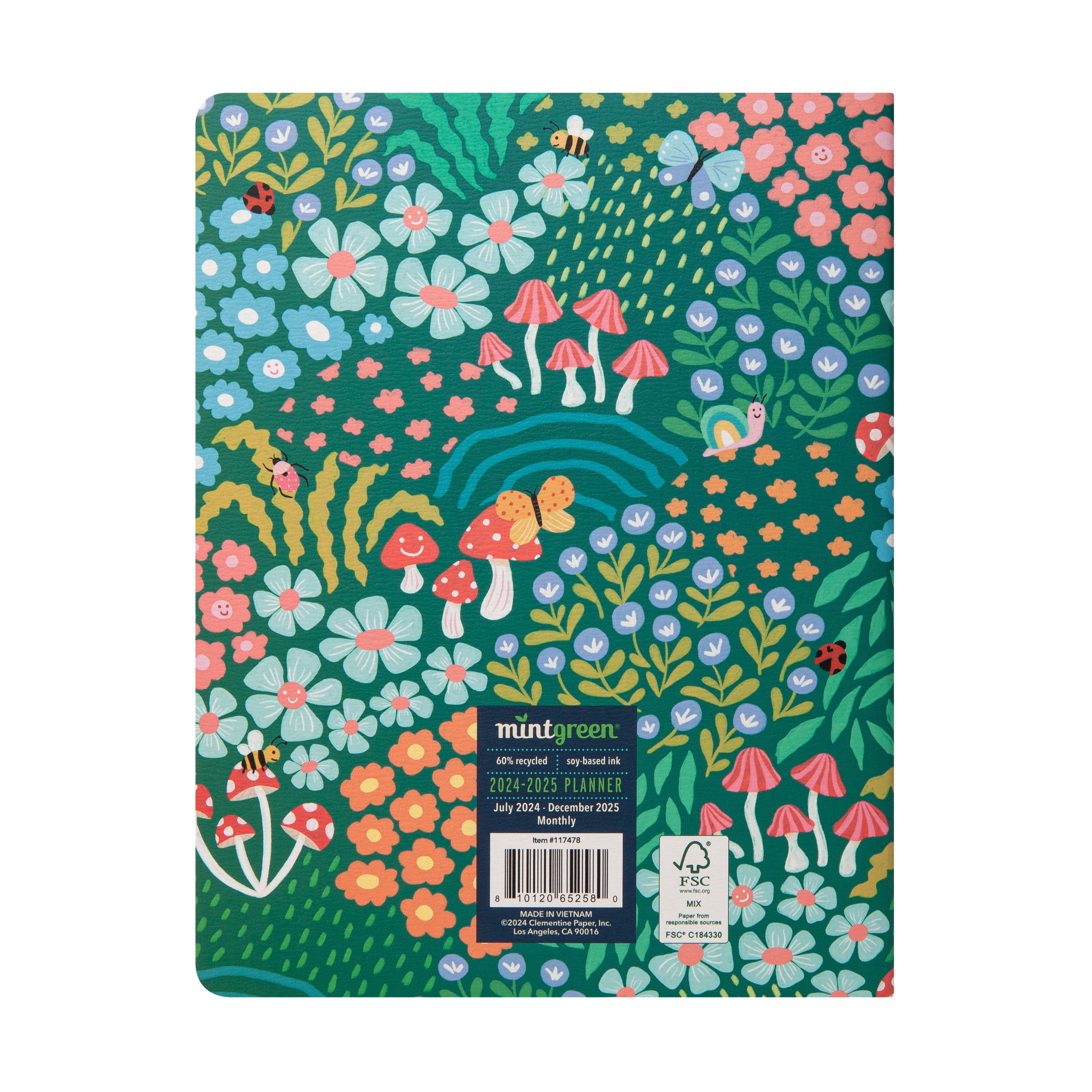 2024 - 2025 Mintgreen MW Flexible Monthly Mushroom Planner