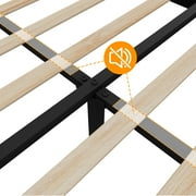 Wingback Bedframe, Corduroy Upholstered Bed Frame, No Box Spring Needed, Solid Wooden Slats, Noise Free
