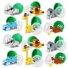 12 Pcs Pre Filled Easter Eggs with Jungle Animals Building Blocks, 3.25" Eggs for Easter Basket Stuffers, Easter Party Favors, Easter Egg Hunt, Classroom Events