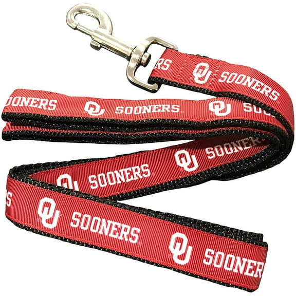 Brand New Oklahoma Pet Dog Leash(Small), 5/8 inch Wide, 6 Feet Long, Officially Licensed, Official Sooners Logo/Red Color