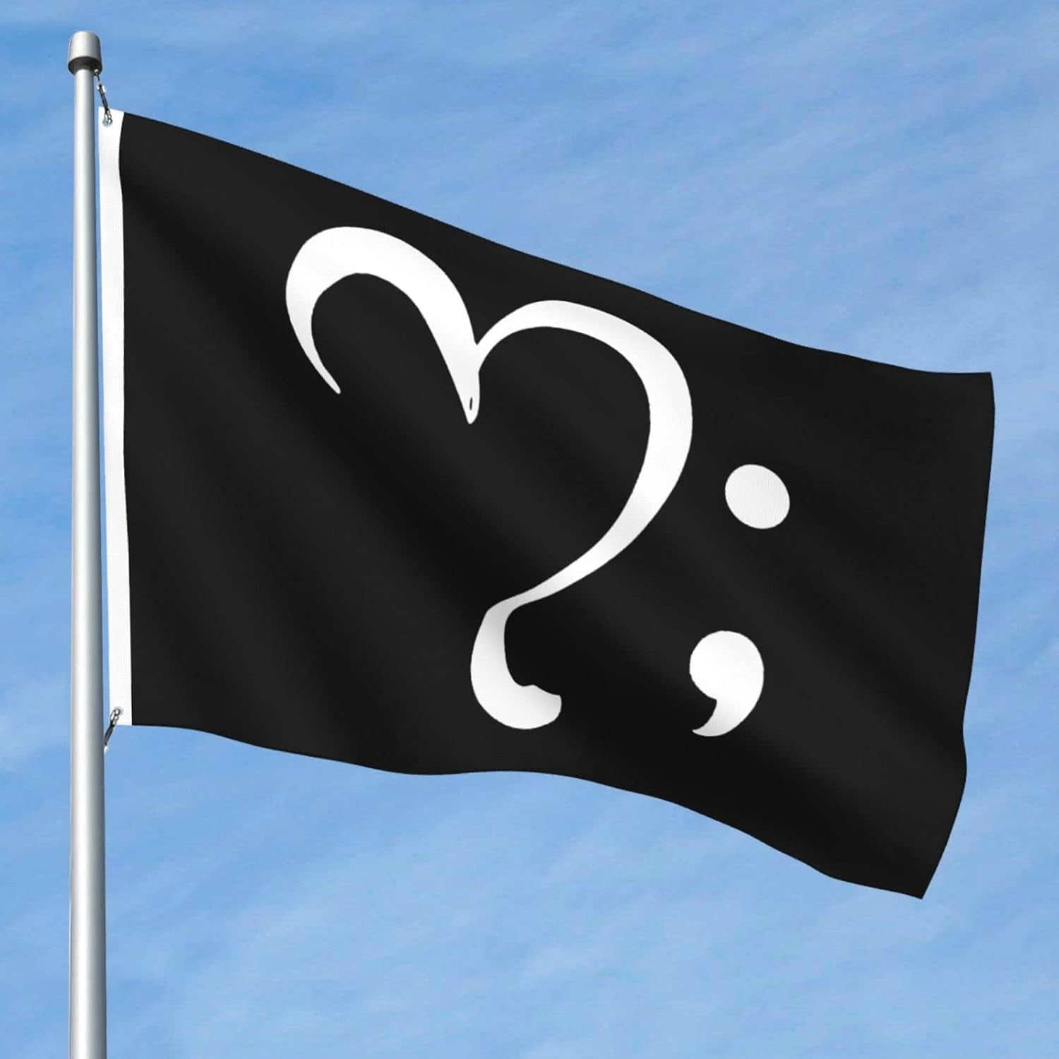 Heart Semicolon Suicide Prevention Awareness Flags 5x8 Ft Yard Flag Indoor Decoration Banner With Grommets