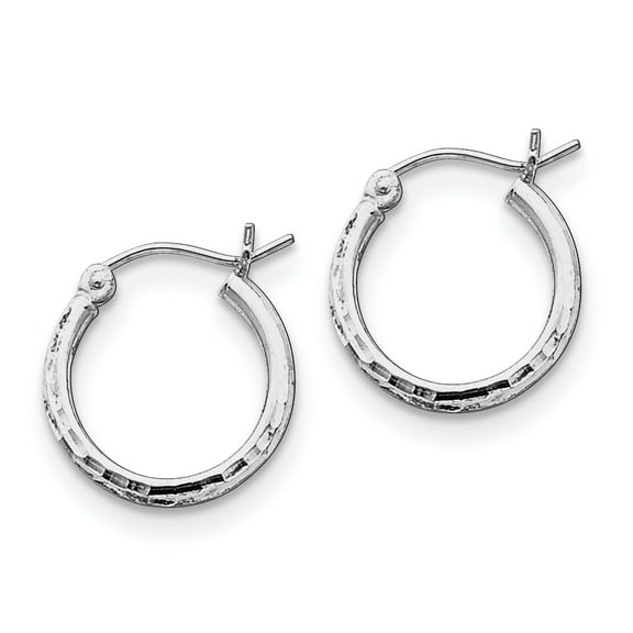 Primal Silver Sterling Silver Rhodium-plated 2mm Diamond-cut Hoop Earrings