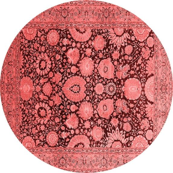 Ahgly Company Indoor Round Oriental Red Traditional Area Rugs, 4' Round