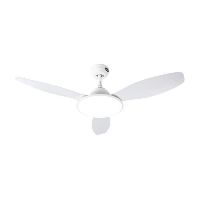 Ventilador de techo 48, 3 aspas, luz LED, control remoto, acabado blanco mate, 6 velocidades