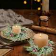 thumbnail image 5 of Christmas Candle Rings Wreath Norfolk Pine Garland Red Berry Pinecones Wreaths Artificial Berries Snowy Pine Garland Candle Ring Holder For Christmas Wedding Home Table Centerpiece Candlestick, 5 of 6