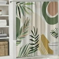 thumbnail image 6 of Orinice AMBZEK Abstract Bohemian Grey Green Shower Curtain Long Mid-Century Modern Minimalist Aesthetic Sun Rainbow Leaf Geometric Artwork Cloth Waterproof Polyester Bathroom Decoration Set Belt 60x72, 6 of 7