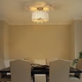 thumbnail image 5 of LNC Demo 3-Light 13-in Matte Gold and Tiffany Glass LEDsemi-flush Mount Light, 5 of 15