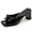 Black, variant on CHICVOMEY Womens Bow Knot Block Heel Mule Sandals Square Toe Open Toe Patent Leather Slide Heels Slip on Chunky Heel Slippers for Summer Party Wedding Daily Wear