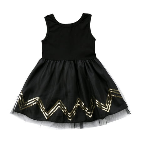 - Baby Girls Black Sequins Princess Dress Kids Party Wedding Pageant Tulle Tutu Dresses 2-3 Years