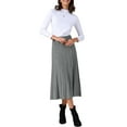 thumbnail image 2 of INSPIRE CHIC Women's Casual Vintage High Waist A Line Knit Midi Skirts L Grey, 2 of 5