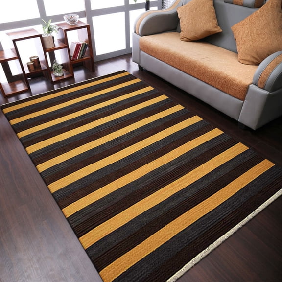 Rugsotic Carpets Hand Woven Flat Weave Kilim Wool Eco-Friendly 6'x9' Area Rugs Rectangle Multicolor Contemporary Modern Design Low Pile Indoor Handmade Rug for Living Room, Bedroom D00131