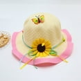 thumbnail image 2 of snilers Toddler Girls Sun Hat Wide Brim Bucket Hat Large Brim Flower Beach Hat Cute Vacation Summer Hat Size 3-7 Years, 2 of 3