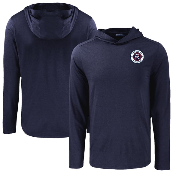 Men's Cutter & Buck Navy New England Revolution Coastline Epic Comfort Eco Recycled Long Sleeve Hoodie T-Shirt