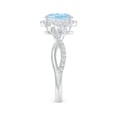 thumbnail image 3 of ANGARA Natural Oval 1 ct Aquamarine Twisted Vine Ring with Diamond Halo in 14K White Gold for Women (Size-8x6mm) | March Birthstone, Anniversary, Jewelry Gift for Women | Natural Aquamarine Ring, 3 of 9