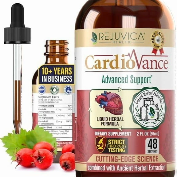 Rejuvica Health CardioVance - Heart Support Supplement - Hawthorne, Hibiscus, Arjuna, Olive Leaf