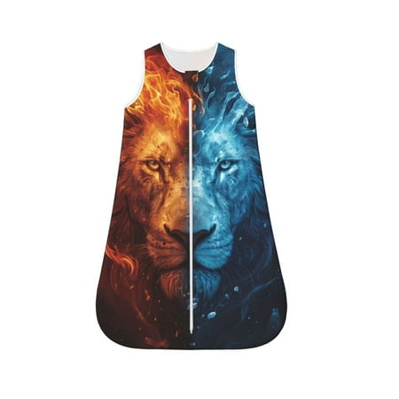 

Fotbe Red And Blue Fire Lion Pattern Sleep Sack - Baby Wearable Blanket with Zipper Extra Soft Cotton Sleeveless Sleeping Bag for Infants-X-Large