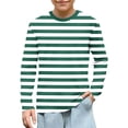 thumbnail image 6 of ITSAME Long Sleeve T-Shirt for Girls, Striped Print Round Neck Loose Fit Kids Fashion Casual Pullover Tops Green Size 13T, 6 of 8