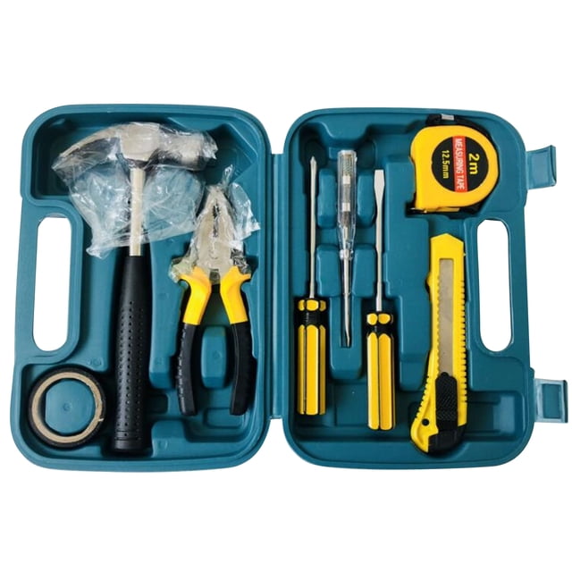 Large 9-piece household hardware hand tool set hardware tool box car emergency tool box car emergency tool box screwdriver repair kit