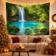thumbnail image 3 of Tropical Waterfall With Turquoise Pool, Peaceful Photographic Style for Nature Lovers, Nature Wall Art, Housewarming Gift Tapestry Wall Hanging for Bedroom and Living Room, 3 of 7