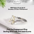 thumbnail image 6 of Pear Engagement Ring for Women by Ginger Lyne 1.5 Ct 8A CZ Sterling Silver Wedding Ring, 6 of 7
