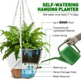 thumbnail image 2 of 3-Pack Self Watering Hanging Plant Pots with Macrame Hangers, Plastic Planters with Drainage Holes and Saucers, Indoor Outdoor Flower Pots, Includes 3 Ceiling Hooks, 7"/6"/5.5" (White), 2 of 8