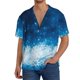 thumbnail image 1 of Fotbe Blue Glitter Sparkles Camisa Estampada de Manga Corta para Hombre, Casual de Verano, Estilo Playero, Sin Arrugas-XX-Large, 1 of 5