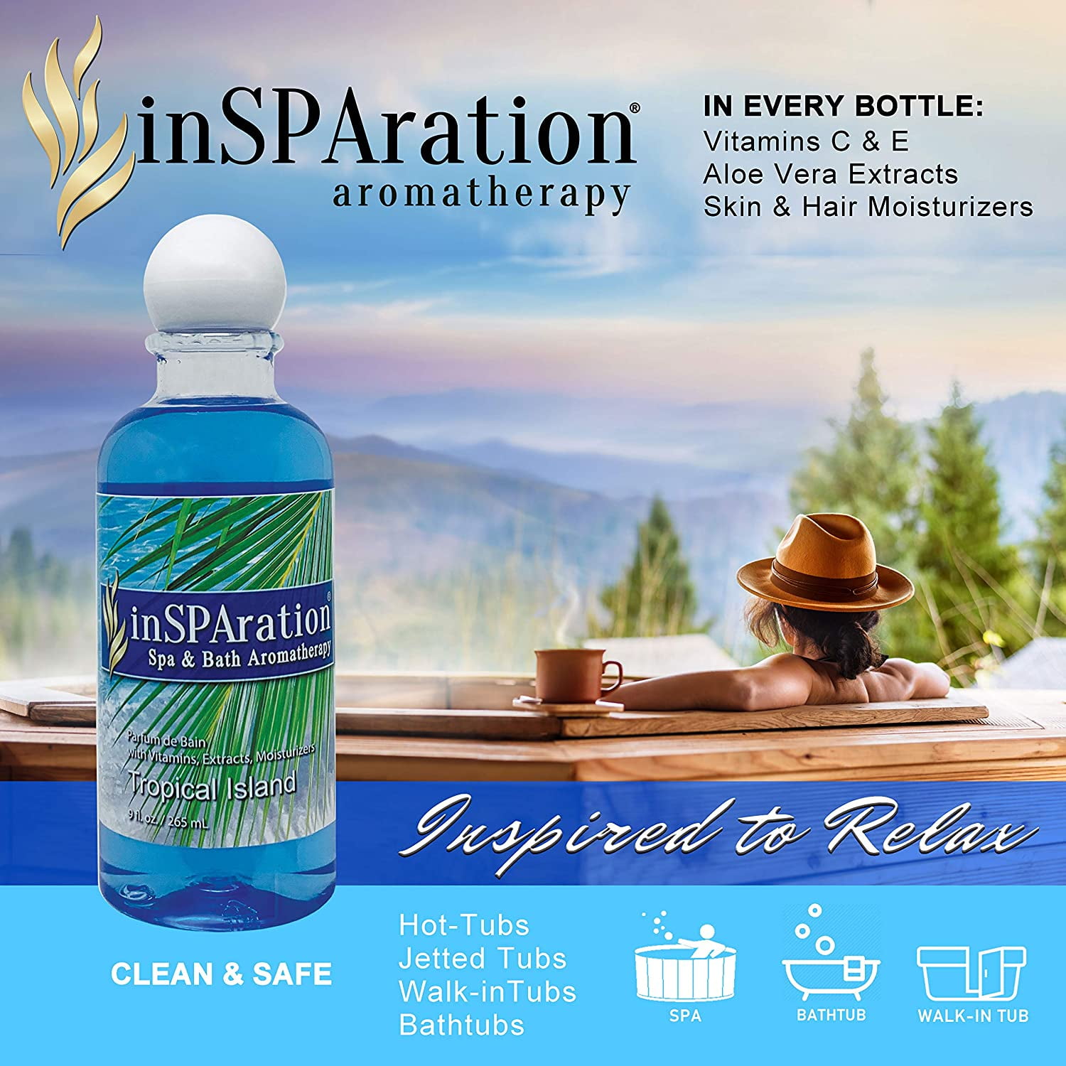 InSPAration Spa and Bath Aromatherapy, Tropical Island Liquid, 9-Ounce