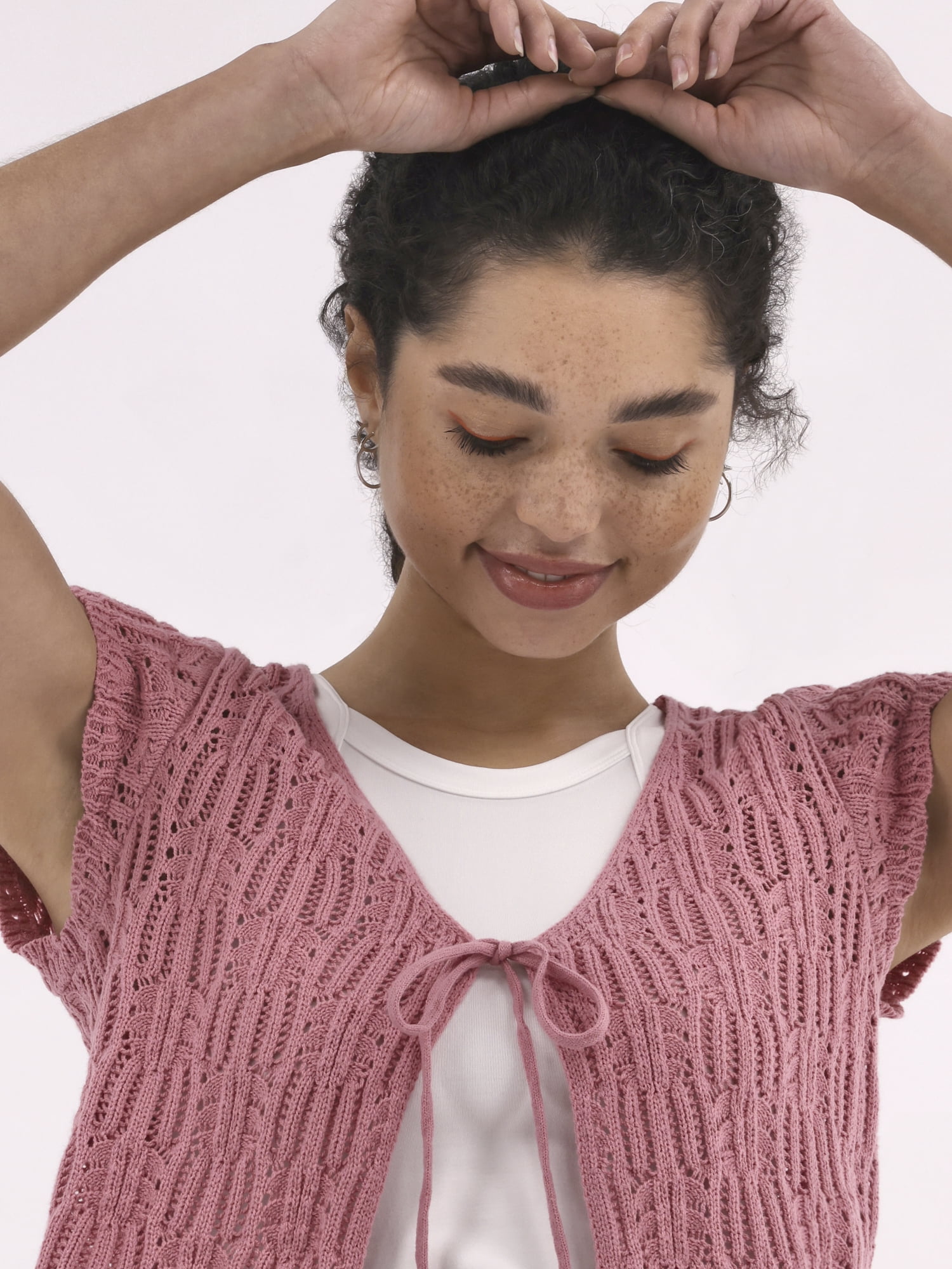 新品 FRONT WAVE CROCHET LIKE KNIT CARDIGAN Short Sleeve