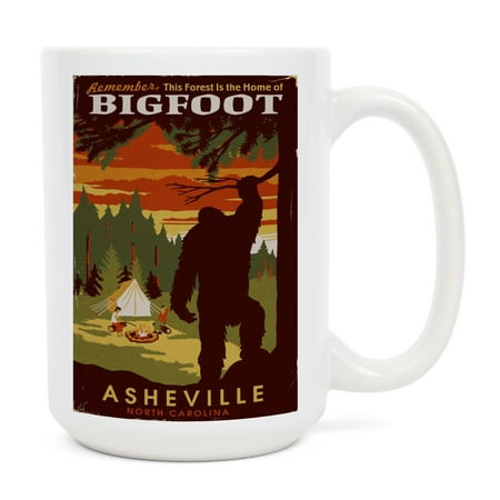 

15 fl oz Ceramic Mug Asheville North Carolina Home of Bigfoot Dishwasher & Microwave Safe