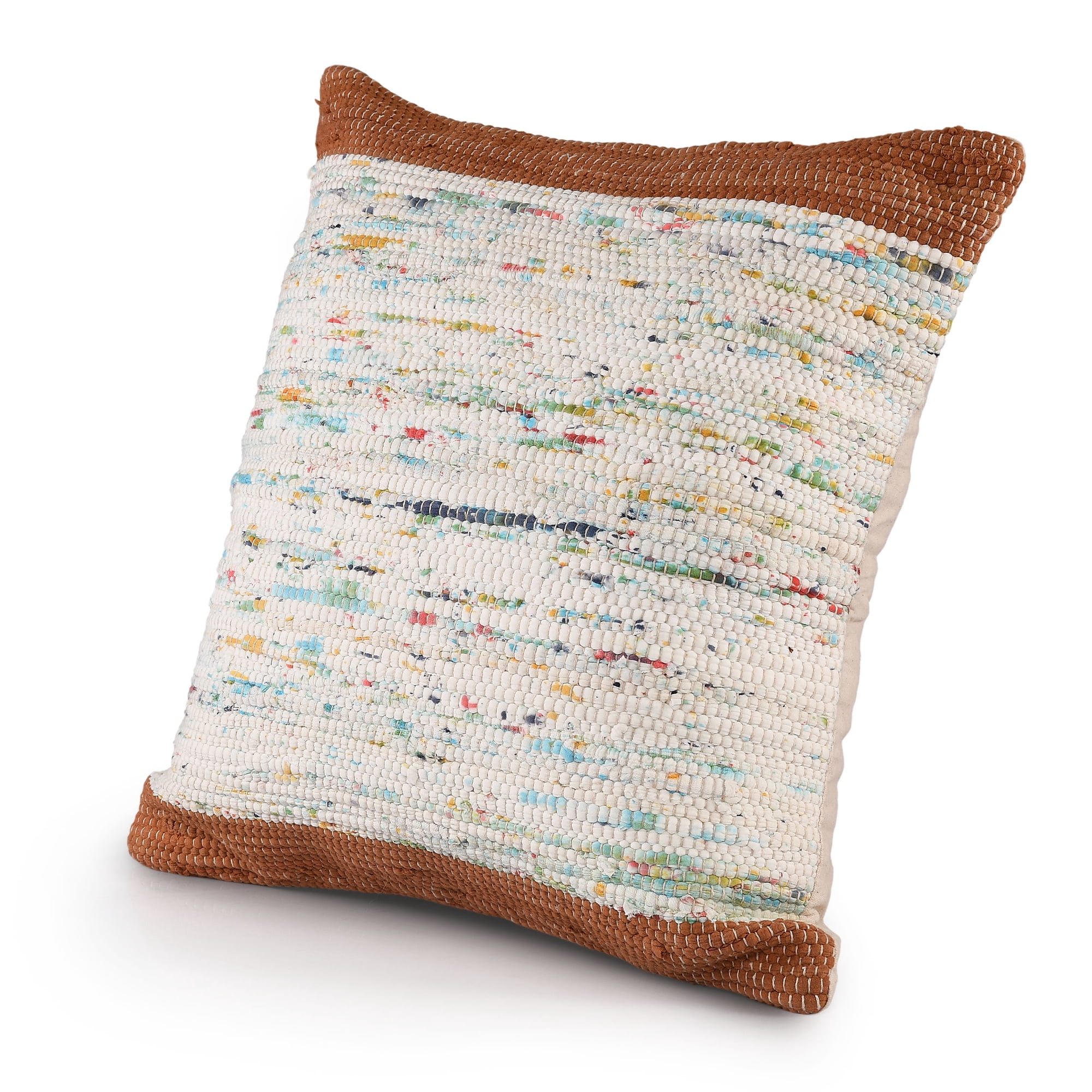 LR Home Luma Set of 2 Brown/Multicolor Striped 20" x 20" Cotton Adult Decorative Throw Pillows