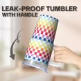 thumbnail image 5 of 20oz Geometric Texture Stainless Steel Tumbler, Double Wall Insulated Travel Coffee Mug with Handle Leak Proof Design Straw, 5 of 5